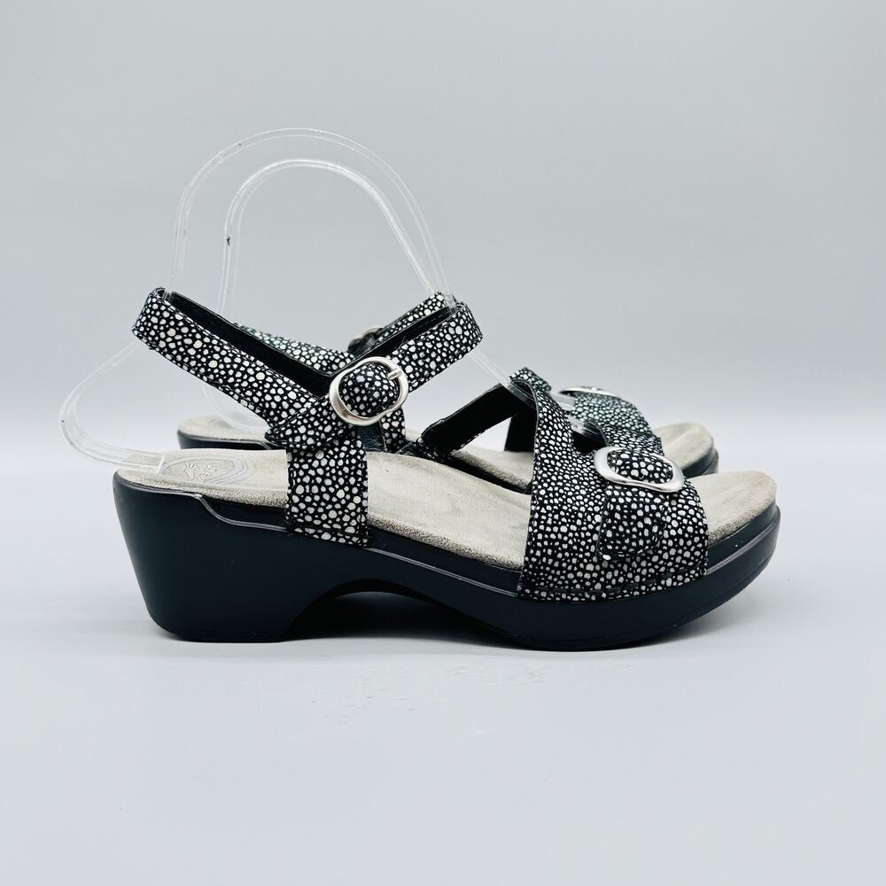 Black Speckled Comfort Wedge Sandals - Women's